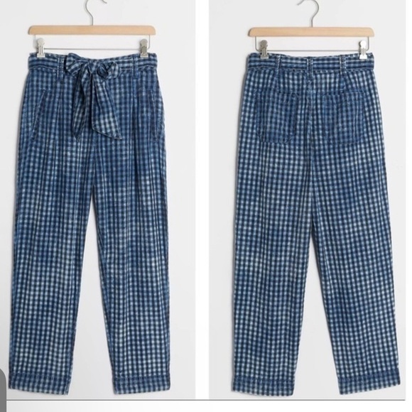 MAEVE by Anthropologie Avryl Bleached High Waisted Pants in Blue & Black Size 4 - Picture 6 of 14